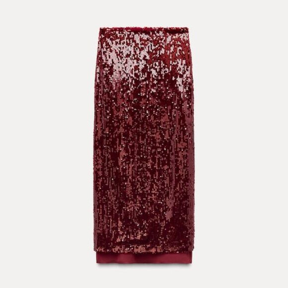 NWT ZARA SEQUIN MIDI SKIRT M